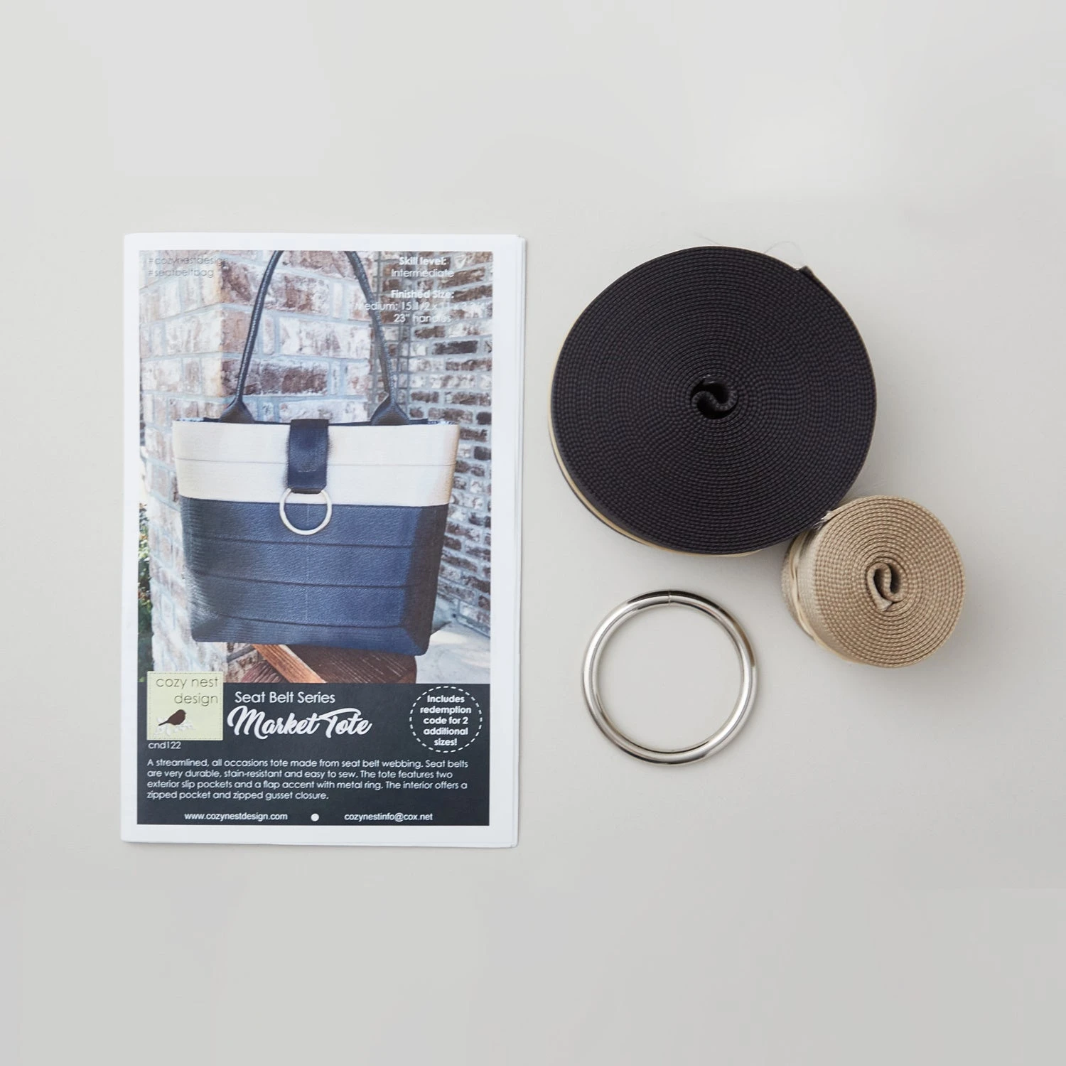 Market Tote Seat Belt Kit - Medium Twill Taupe & Grey 4 Market Tote Seat Belt Kit - Medium Twill Taupe & Grey - Image 2