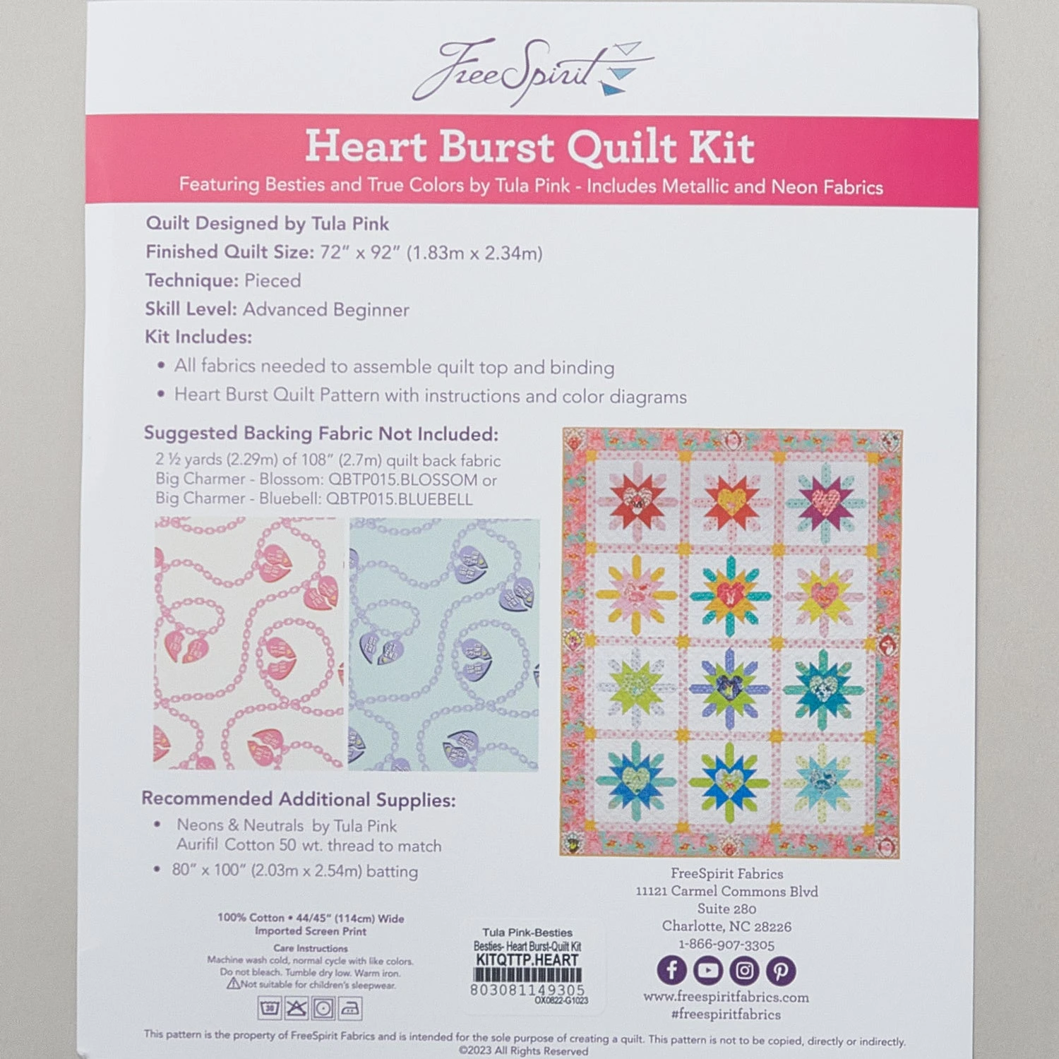 Tula Pink Heart Burst Quilt Kit 6 Tula Pink Heart Burst Quilt Kit - Image 4