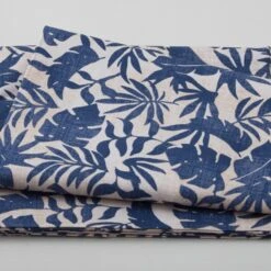 Breezeway Favorites - Textured Palms Blue Cream 2 Yd Cut