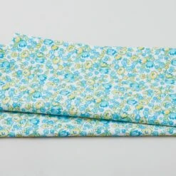 Nana Mae 6 - Tulips And Tiny Flowers Yellow/Turquoise 2 Yard Cut