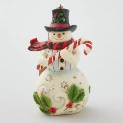 Jim Shore Heartwood Creek Snowman With Candy Cane Ornament
