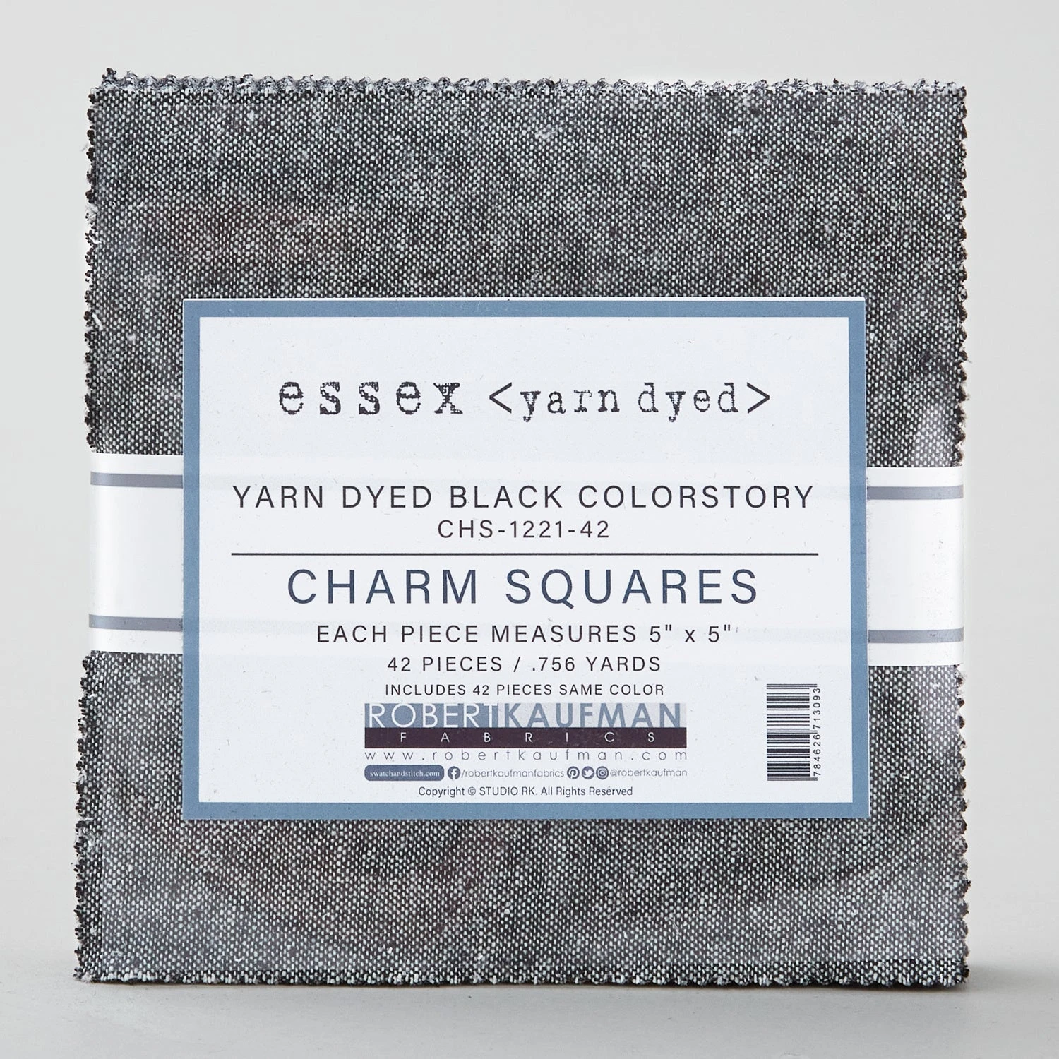 Essex Yarn Dyed Linen Black Charm Pack 3 Essex Yarn Dyed Linen Black Charm Pack