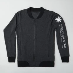 Missouri Star Ladies French Terry Bomber Jacket - Heather Black - 4XL