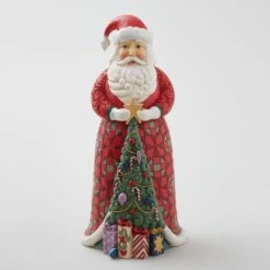 Jim Shore Heartwood Creek Santa With Christmas Tree Coat Figurine