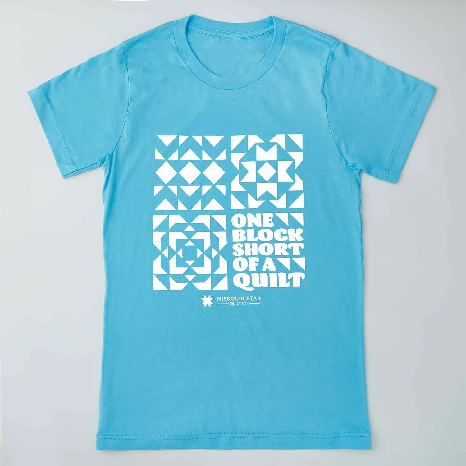 One Block Short Of A Quilt T-shirt - Turquoise M 3 One Block Short Of A Quilt T-shirt - Turquoise M