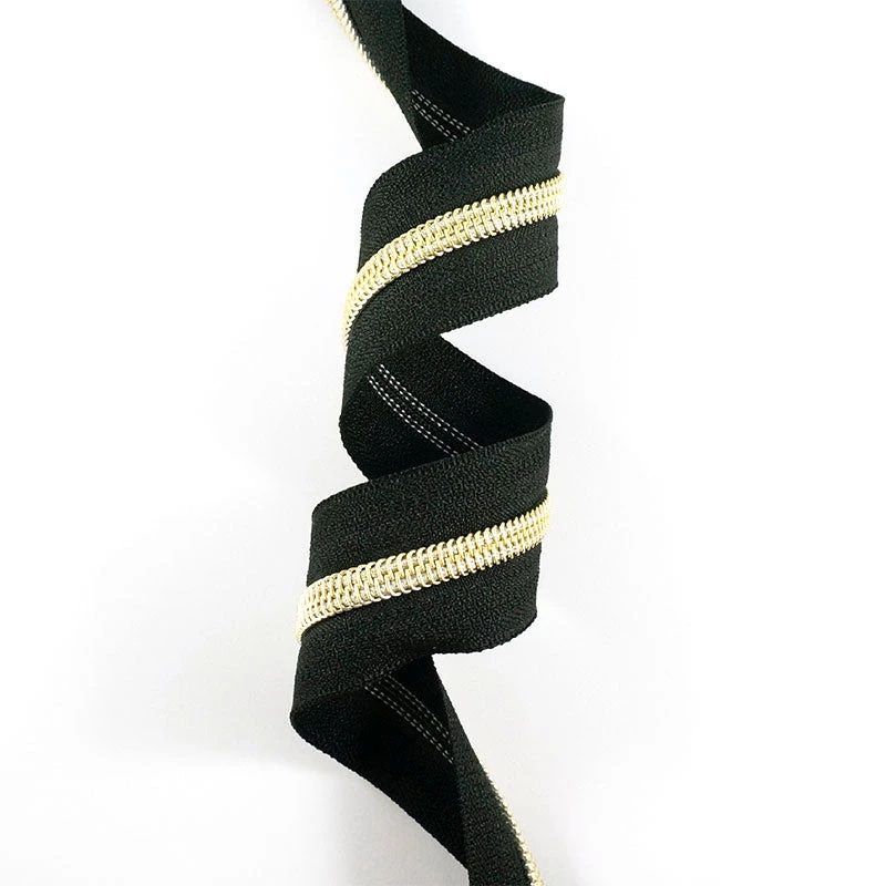 Emmaline #5 Zippers-by-the-Yard - Black With Gold 3 Emmaline #5 Zippers-by-the-Yard - Black With Gold