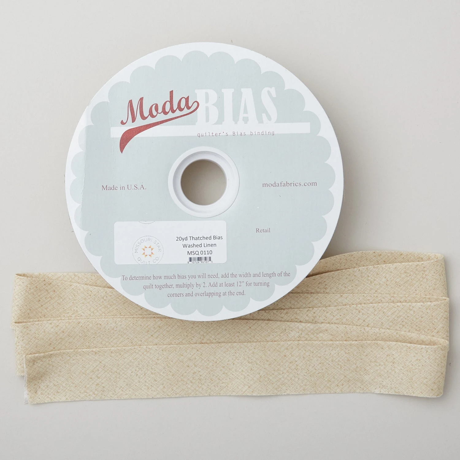 Thatched Bias Binding 20 Yard Spool - Washed Linen 3 Thatched Bias Binding 20 Yard Spool - Washed Linen