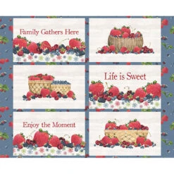 Monthly Placemat Panels - June Berries Placemat Blue Panel