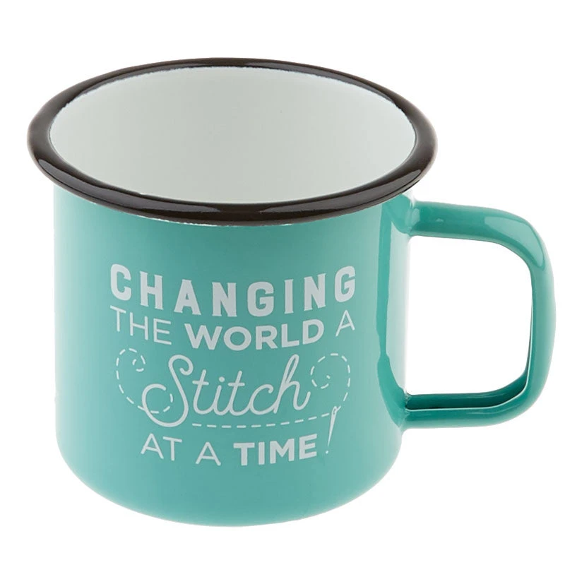Changing The World, A Stitch At A Time - Enamel Mug - Image 2