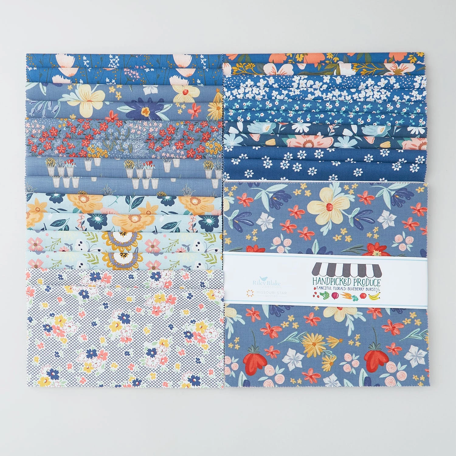 Handpicked Produce - Fanciful Florals Blueberry Burst 10" Stackers 24 Pcs. 3 Handpicked Produce - Fanciful Florals Blueberry Burst 10" Stackers 24 Pcs.