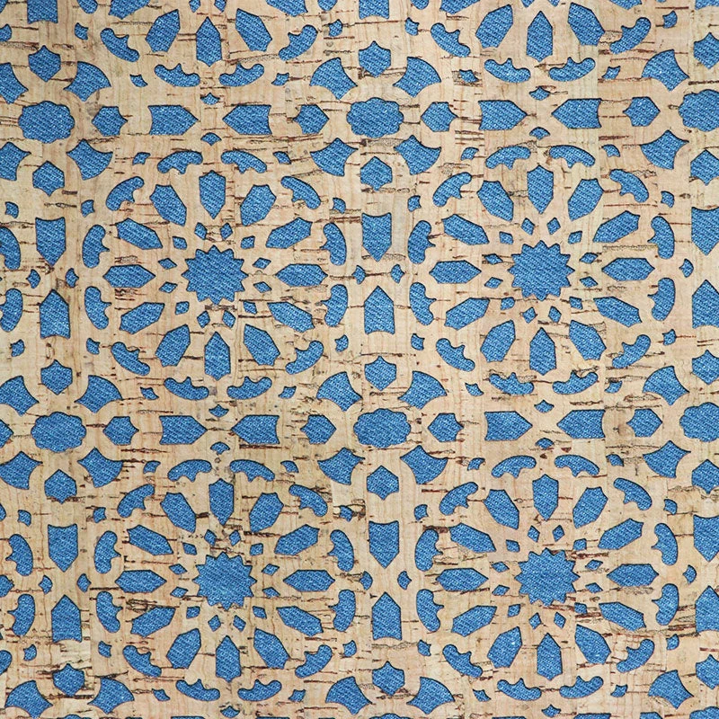 Lite Denim Mandala Cork Fabric - 1/2 Yard Cut