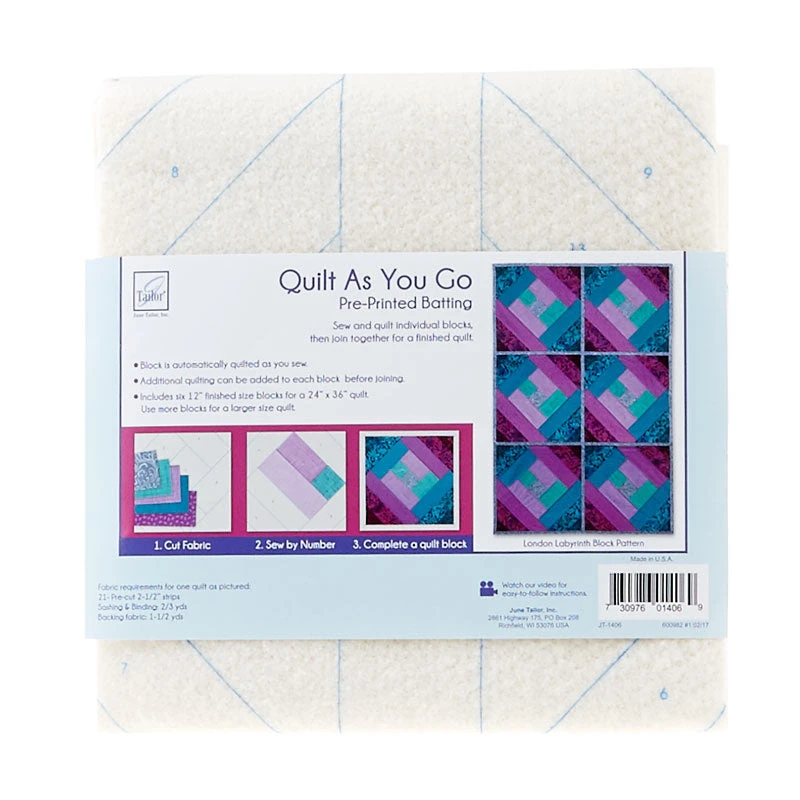 London Labyrinth Quilt As You Go Preprinted Batting