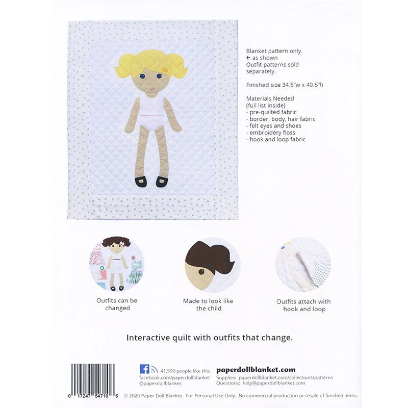 Paper Doll Blanket Pattern - Girl 4 Paper Doll Blanket Pattern - Girl - Image 2
