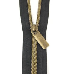 Sallie Tomato #5 Nylon Zipper Tape & Pulls - Black With Antique