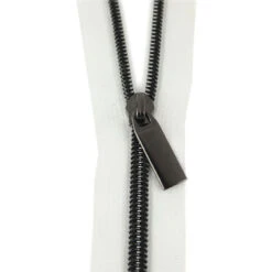Sallie Tomato #5 Nylon Zipper Tape & Pulls - White With Gunmetal Coil