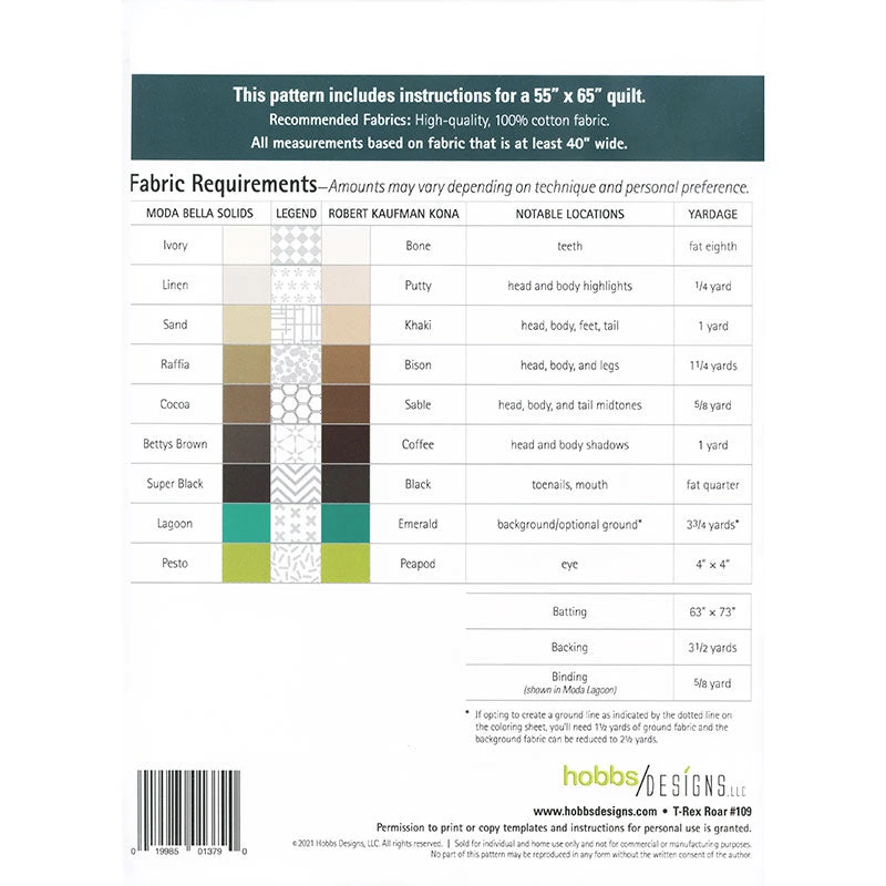 T-Rex Roar Quilt Pattern 4 T-Rex Roar Quilt Pattern - Image 2